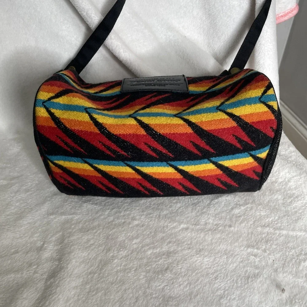 Pendleton Aztec Pattern Wool Crossbody Bag Purse Travel Southwest Red Orange USA